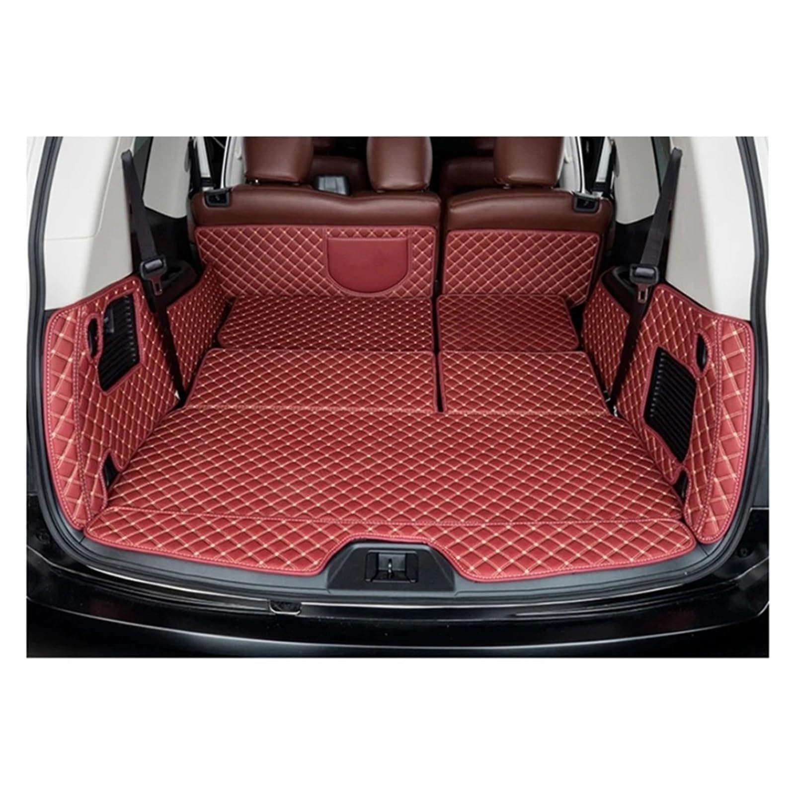 Auto Kofferraummatte Für Infiniti QX80 7 8 Sitze 2013-2022 Langlebige Cargo Liner Kofferraum Teppiche Abdeckung Für Für Spezielle Auto Stamm Matten Kofferraum Schutzmatte(2-Full Cover) von JMOLXURI