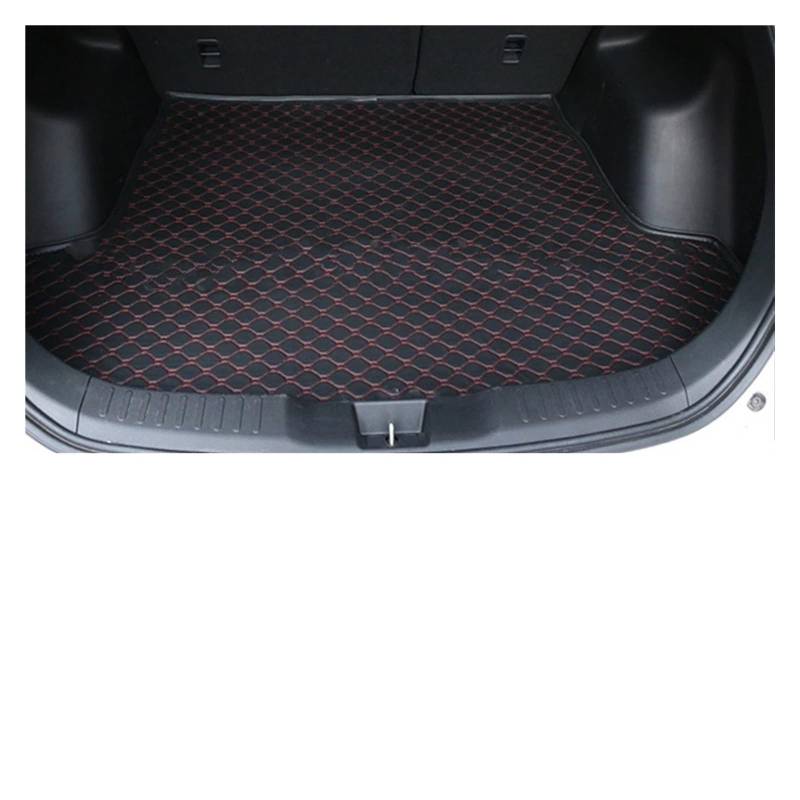 Auto Kofferraummatte Für VW Für Polo Für Plus 2019-2023 Auto Schwanz Boot Tablett Fracht Teppich Pad Schutz Zubehör SJ Auto Stamm Matte Benutzerdefinierte Kofferraum Schutzmatte(Black Red) von JMOLXURI