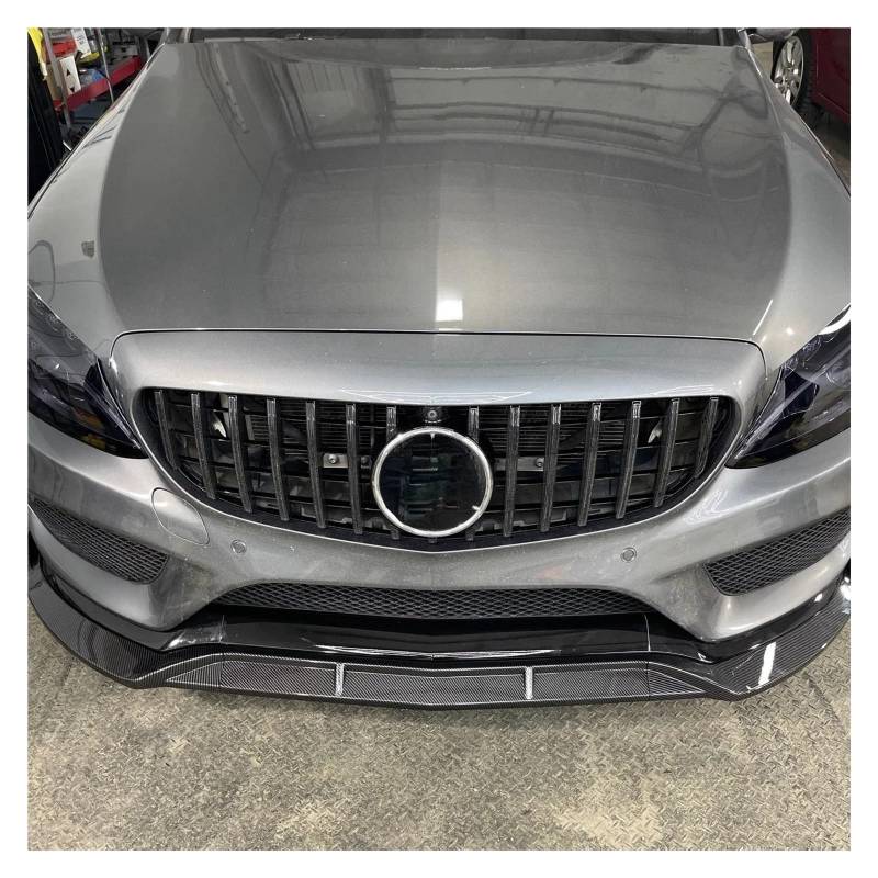 Frontspoiler Für Benz Für C-Klasse W205 Für Sport 2015-2018 C180 C200 C300 2016 2017 Glanz Schwarz Untere Klinge Splitter Front Spoiler Stoßstange Lippe Vordere Stoßstange Unten(Carbon Fiber Look) von JMOLXURI