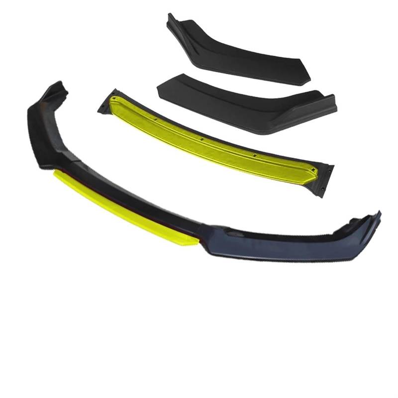 Frontspoiler Für Citroen Für Berlingo 2009–2017 Auto Frontstoßstangenlippe 3-teilig Schwarzer Splitter Diffusor Lippe Body Kit Spoilerstoßstangen Vordere Stoßstange Unten(4 Pcs+Yellow) von JMOLXURI