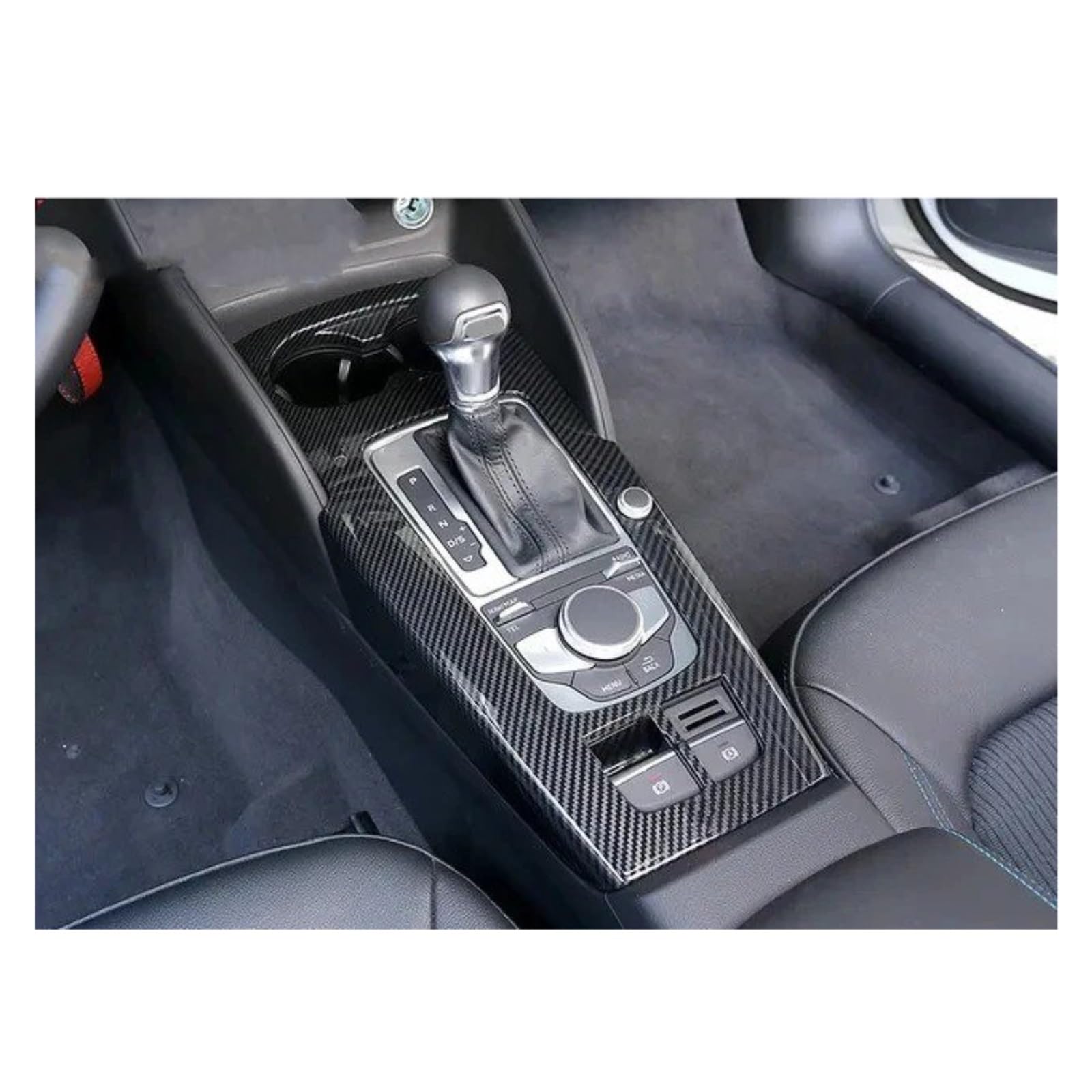 Für A3 8V S3 RS3 2014 Zu 2018 Carbon Fiber Center Konsole Getriebe Shift Trinken Halter Panel Abdeckung Trim Auto Innen Zubehör Auto Zentrale Steuerung Trim Aufkleber(C LHD) von JMOLXURI