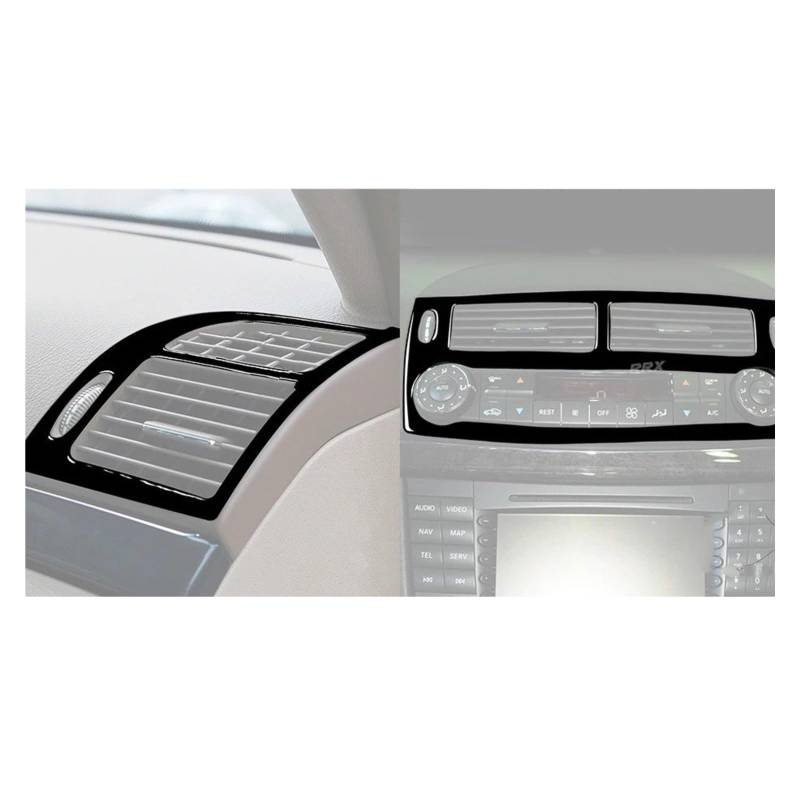 Für Benz Für E-Klasse W211 2003-2009 Klavier Schwarz Zentrale Steuerung Klimaanlage Outlet Scheinwerfer Schalter Panel Trim Aufkleber Auto Zentrale Steuerung Trim Aufkleber(Air Outlet Set B) von JMOLXURI