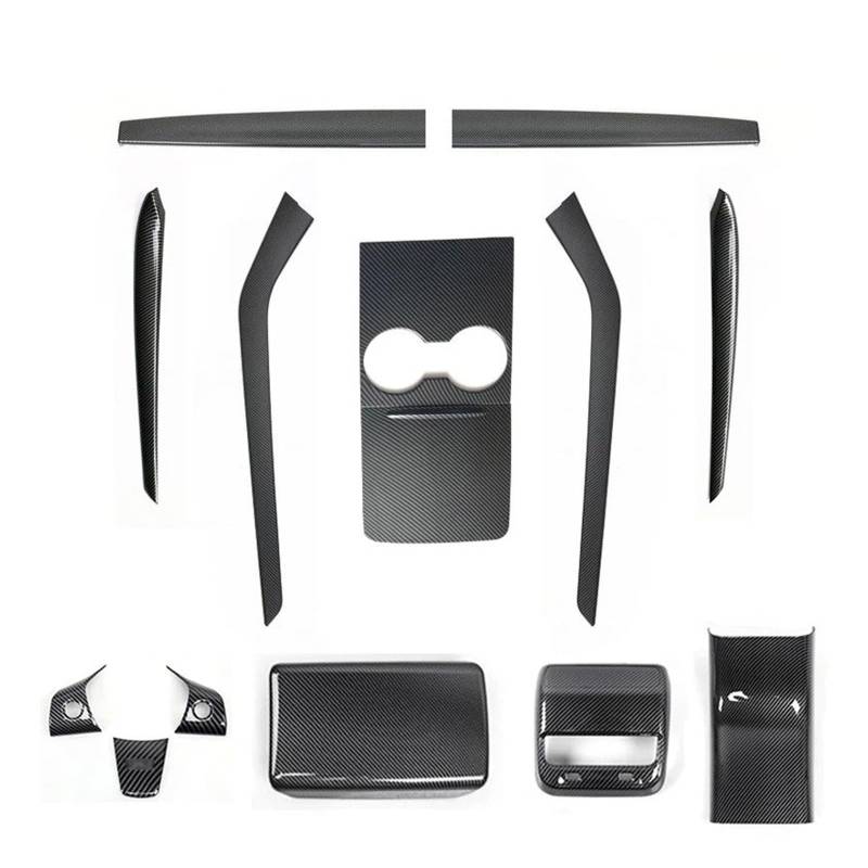 Für Tesla Für Modell Y Für Modell 3 Glänzend ABS Carbon Faser Muster Center Console Dashboard Abdeckung Türschloss Schalter Trim Anzug Kit Auto Zentrale Steuerung Trim Aufkleber(Steering Wheel Cover) von JMOLXURI