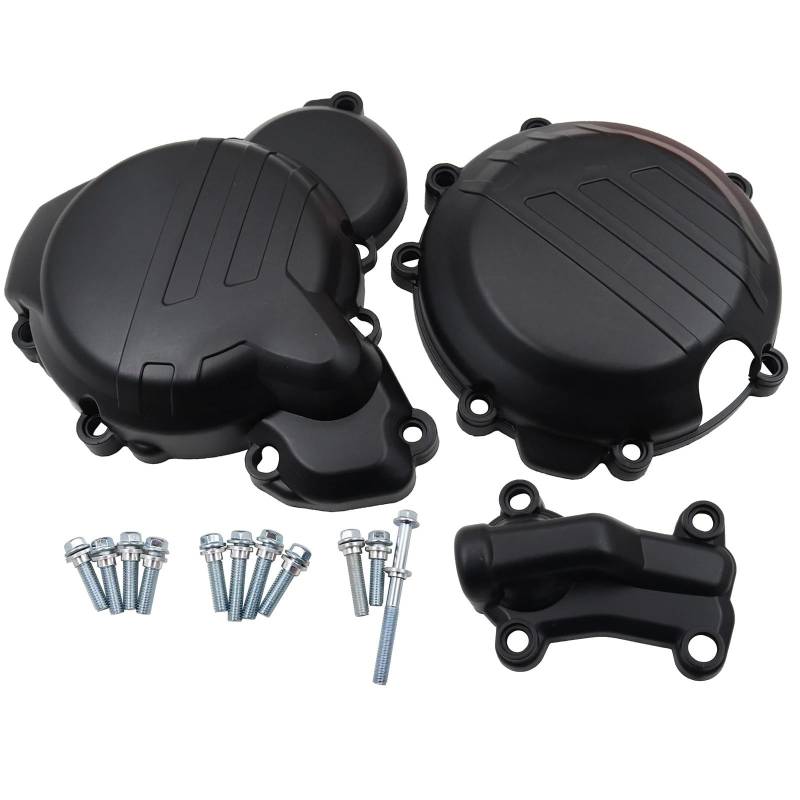 Motorräder Schutzabdeckung Für TC TE TX 2017 2018 2019 Kunststoff Zündung Protector Kupplung Schutz Wasserpumpe Abdeckung(Black 3 Piece Set) von JMOLXURI