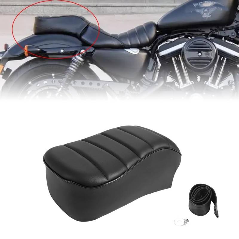 JMORCO Motorrad Sitzbezüge Motorrad-Soziuskissen für den hinteren Beifahrersitz aus schwarzem Leder für Ha&rley Sportster Iron 883 XL883N 2016–2022 von JMORCO