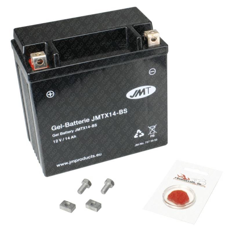 Gel-Batterie für Buell XB9R Firebolt, 2002-2007 (XB1), 12 AH, wartungsfrei, inkl. Pfand €7,50 von JMT