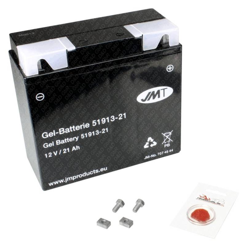 Gel-Batterie für Moto Guzzi 850 Le Mans I, 1975-1978 (Typ VE), wartungsfrei, 21 Ah, inkl. Pfand €7,50 von JMT