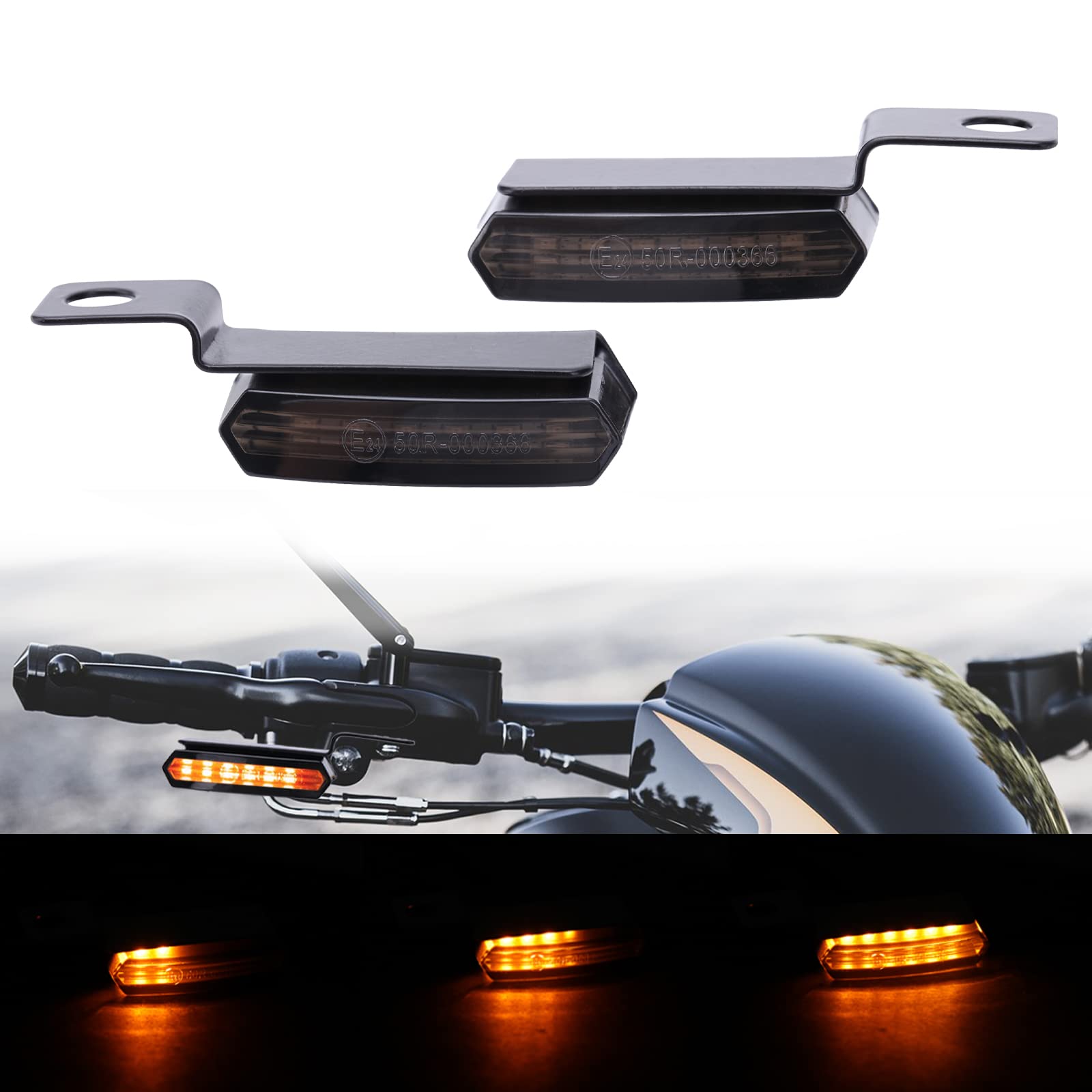 JMTBNO 2x Motorrad LED Blinker, Sequentiell Flowing Mini Blinker für Motorrad Lenkerbefestigung 8mm E Geprüft Universal für Street Bike Cruiser Chopper Cafe Racer Roller E-scooter Quad ATV Trike von JMTBNO