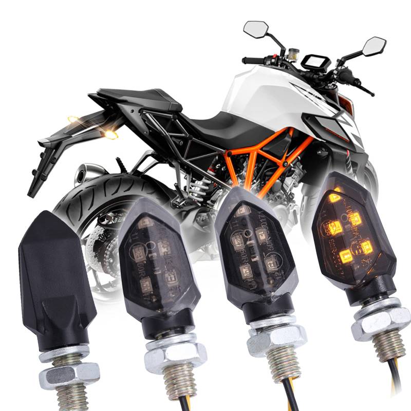 JMTBNO 4 Stück Mini LED Blinker Motorrad Wasserdicht Lampe E geprüft E-Prüfzeichen Smoked Microblinker Universal 12V für Motorrad Motocross Quad Roller Cruiser Off Road von JMTBNO