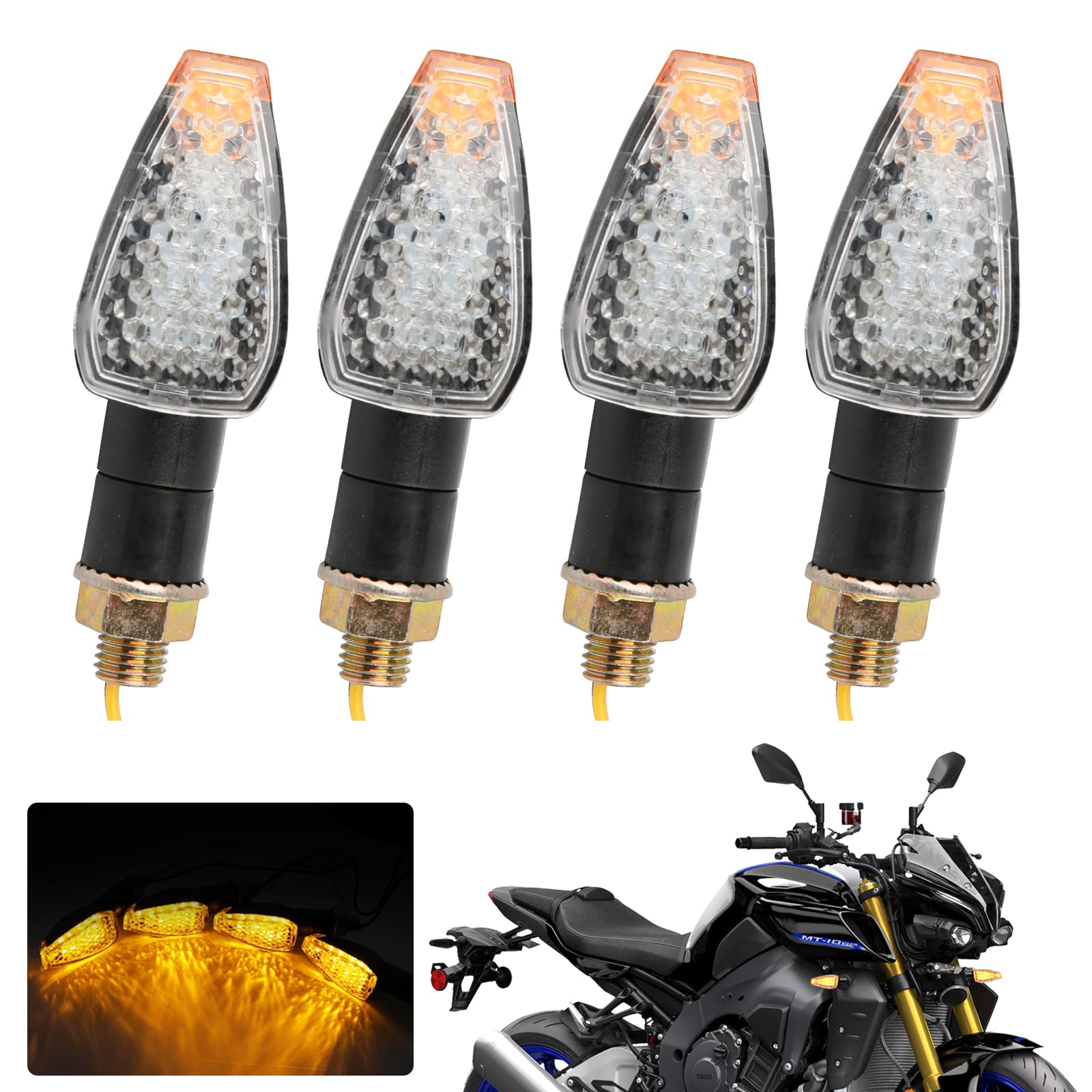 JMTBNO 4pcs Motorrad Blinker E Geprüft 14 LED Lauflicht Miniblinker Wasserdicht Universal 12V Für Cruiser Bobber Chopper Roller Quad Enduro Mofa von JMTBNO