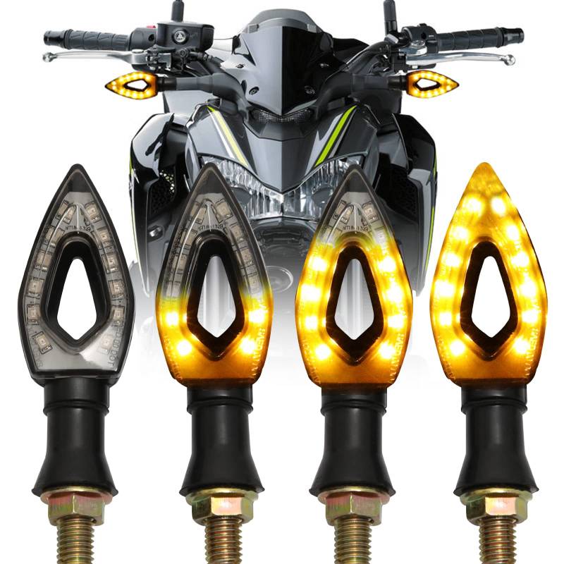 JMTBNO 4x Motorrad LED Mini Blinker E Geprüft Universal Seqeuntielle Blinker Vorne Hinten Mini Bernstein Licht Microblinker 12V für Street Bike Quad Roller E Scooter Moped Motorroller von JMTBNO