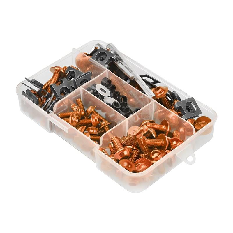 JNNJ 177 PCS Schraubensatz Motorrad Verkleidung Schrauben Kit, Motorrad Windschutzscheiben Verkleidungsschrauben, Motorräder modifizierte Zubehör Schraubensatz(Orange) von JNNJ