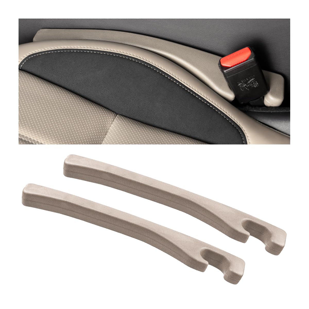 JNNJ 2 Stück Autositz Lückenfüller Lückenkissen, Leder Interior Sitzlückenfüller, Universal Autositz Gap Stopper, Geeignet für die Meisten Modelle von Autos(Beige) von JNNJ