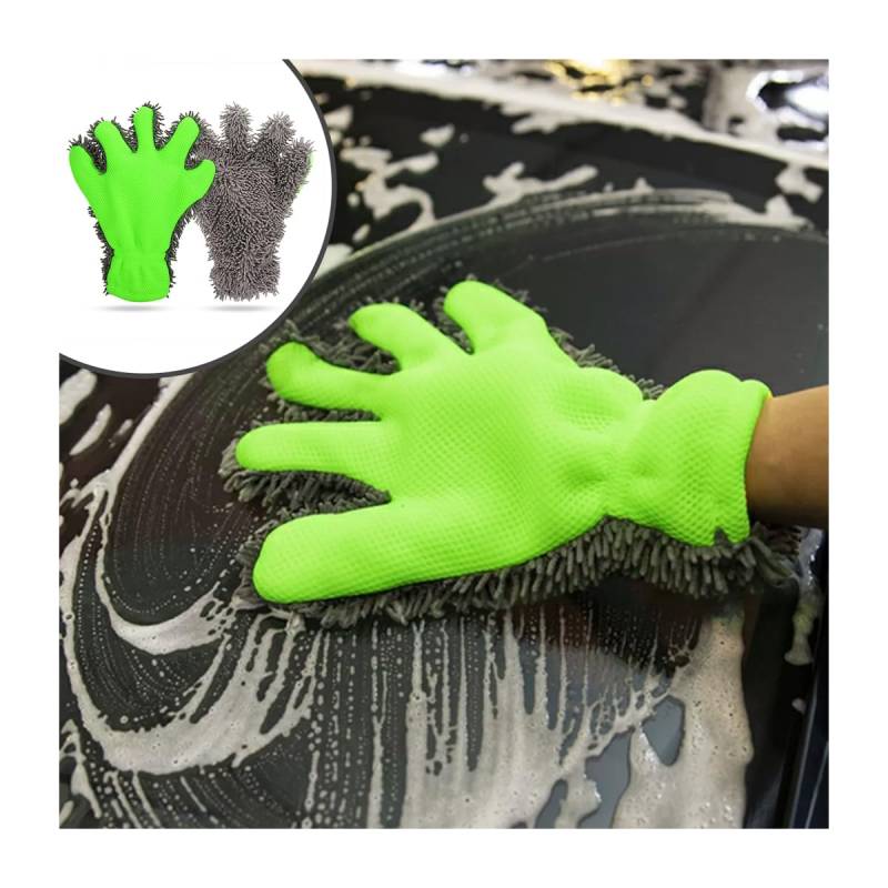 JNNJ 2 Stück Autowaschhandschuhe Finger, Waschhandschuh Mikrofaser Auto, Chenille Waschhandschuh Handschuh, Auto Mit 5 Fingerform Handschuh Für Autowäsche Motorrad von JNNJ