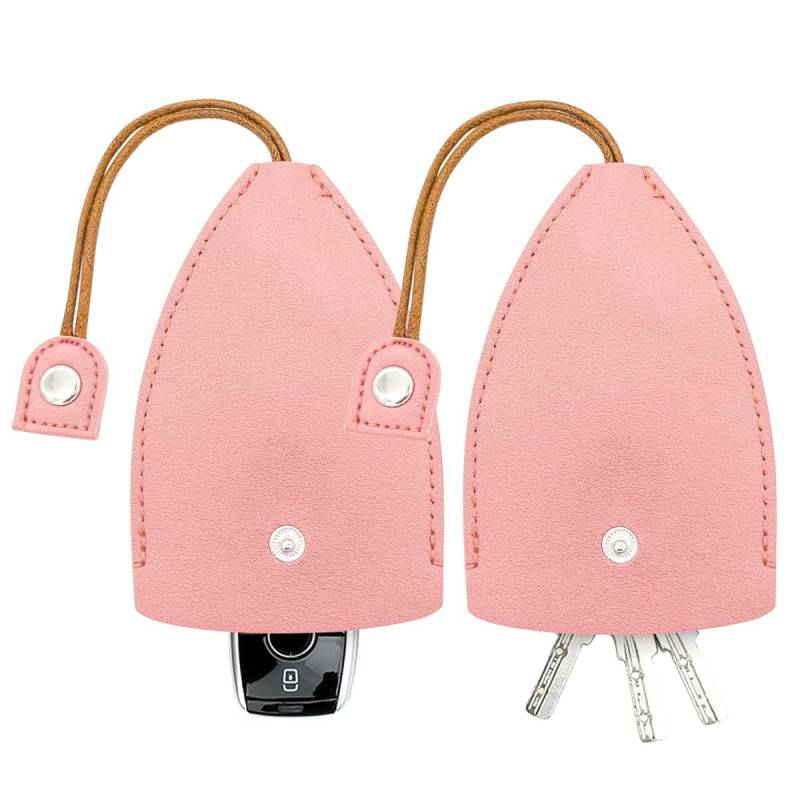 JNNJ 2 Stück Schlüsselanhänger PU Tragbares, Autoschlüssel Schutz Keyless Tasche, Auto Schlüssel Tasche, Autoschlüssel Tasche, Schutzhülle für Autoschlüssel(Rosa) von JNNJ