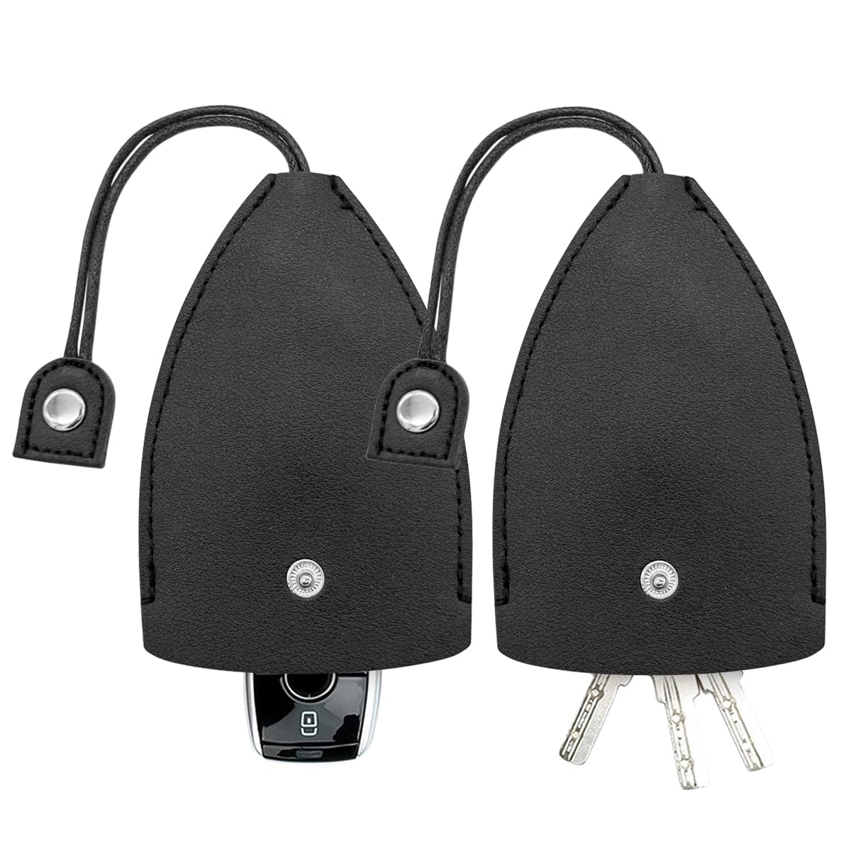 JNNJ 2 Stück Schlüsselanhänger PU Tragbares, Autoschlüssel Schutz Keyless Tasche, Auto Schlüssel Tasche, Autoschlüssel Tasche, Schutzhülle für Autoschlüssel(Schwarz) von JNNJ