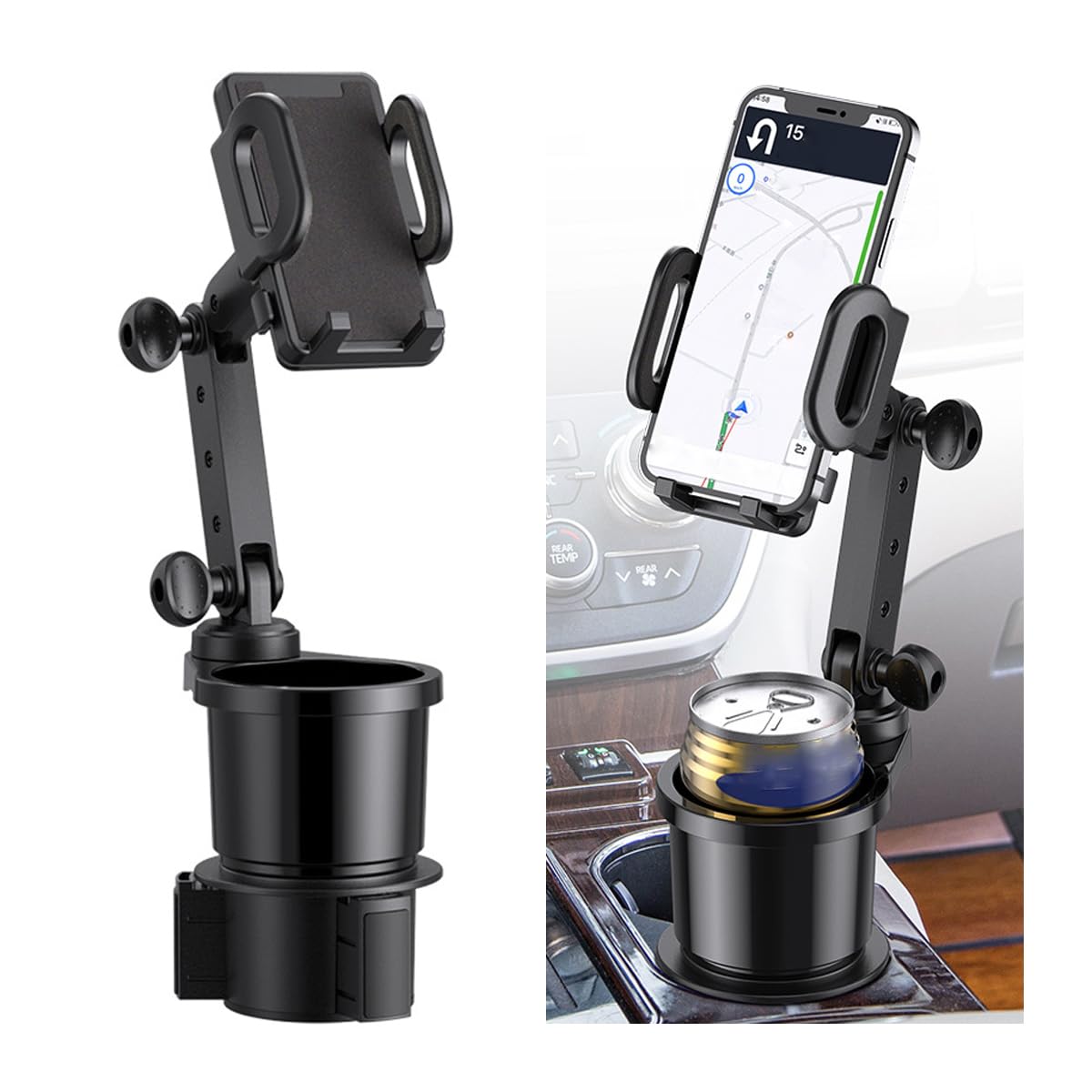 JNNJ 2 in 1 Upgrade Handyhalterung Auto Getränkehalter, 360° Rotation Universal Getränkehalter für Auto, Multifunktionaler Verstellbarer Handyhalterung für Alle Phone von JNNJ