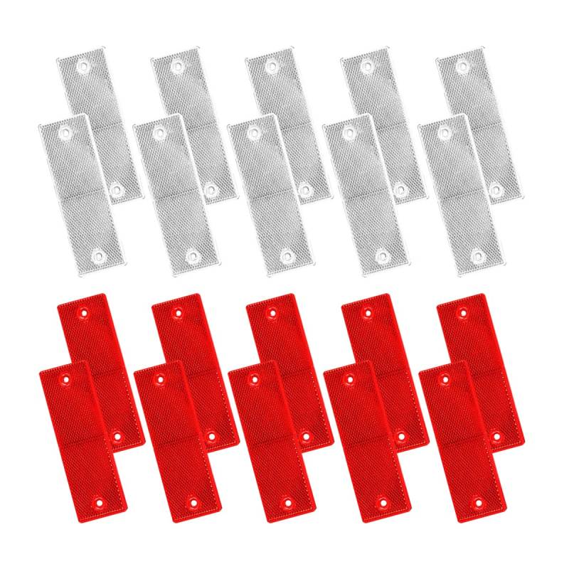 JNNJ 20Pcs LKW Eckig Reflektoren, Bohren Selbstklebende Reflektoren, Sicherheitswarnung Rückstrahler Universal für Auto Anhänger Motorrad Wohnwagen Van von JNNJ