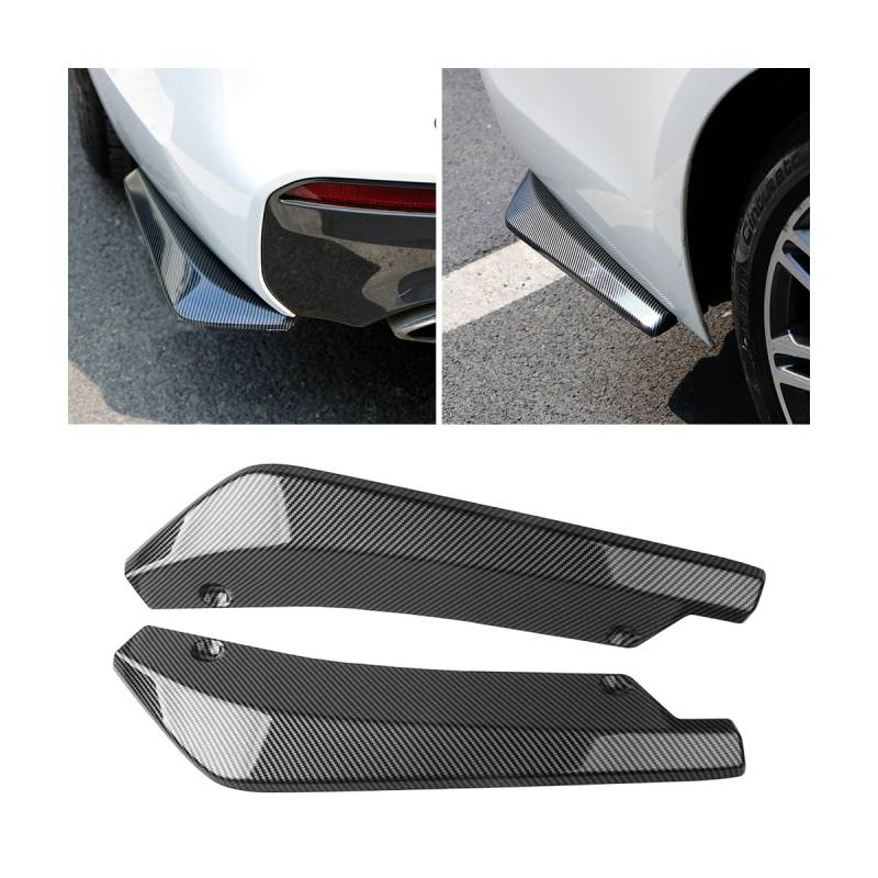 JNNJ 2Pcs Auto Seitenfender Rock Lippensplitter Canard Spoiler Schutz, Karosserie Anti-Crash Diffusor Splitter, Wrap Angle Spoiler Universal Auto Zubehör(Kohlefaser) von JNNJ