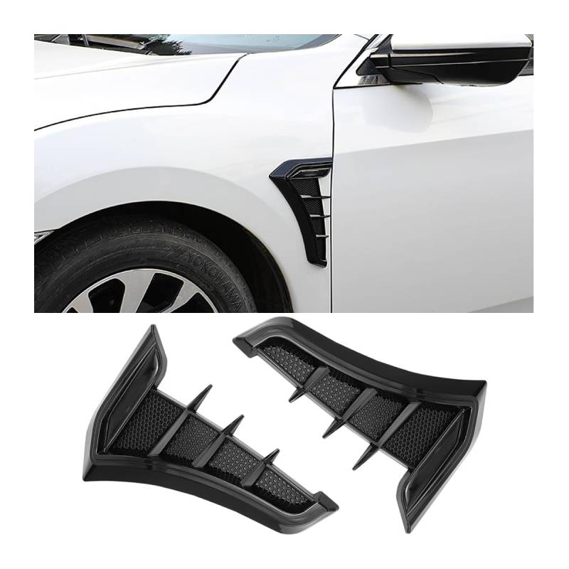 JNNJ 2Pcs Lufteinlass Schaufel Auto, Auto Lufteinlässe Außen Dekorative, Auto Seite Luftstrom Kotflügel, Leaf Plate Lufteinlass Dekorative Verkleidung(Schwarz) von JNNJ