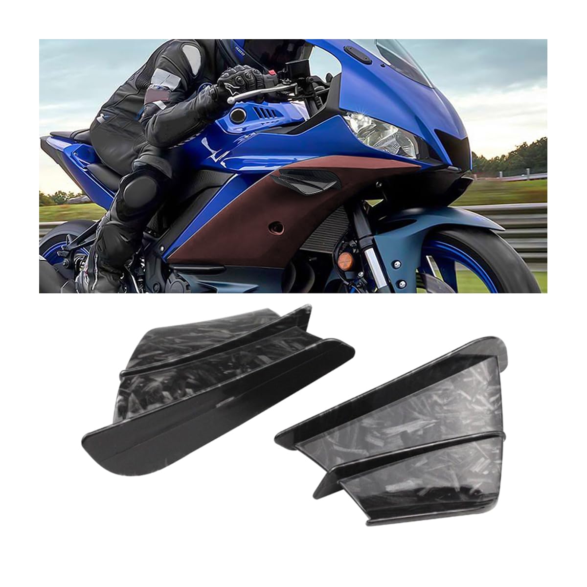 JNNJ 2Pcs Motorräder Aerodynamische Winglets, Moto ABS-Verkleidungs-Winglets, Seitenflügel Windflügel Spoilerflügel Motorrad Dekoration Modifikation Zubehör(Glänzend Geschmiedet) von JNNJ