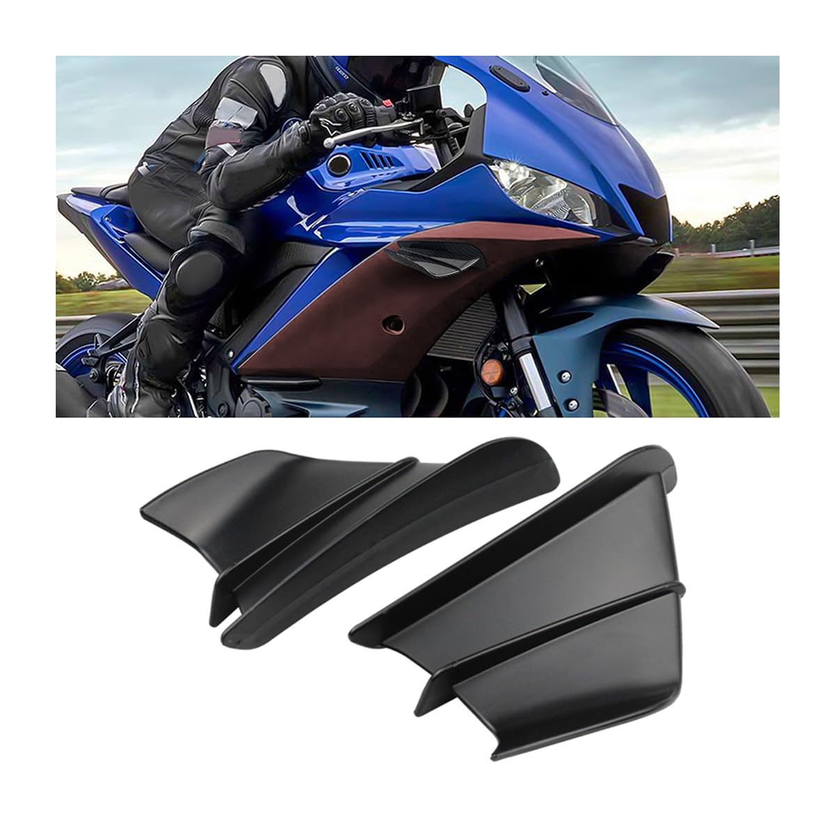 JNNJ 2Pcs Motorräder Aerodynamische Winglets, Moto ABS-Verkleidungs-Winglets, Seitenflügel Windflügel Spoilerflügel Motorrad Dekoration Modifikation Zubehör(Schwarz) von JNNJ