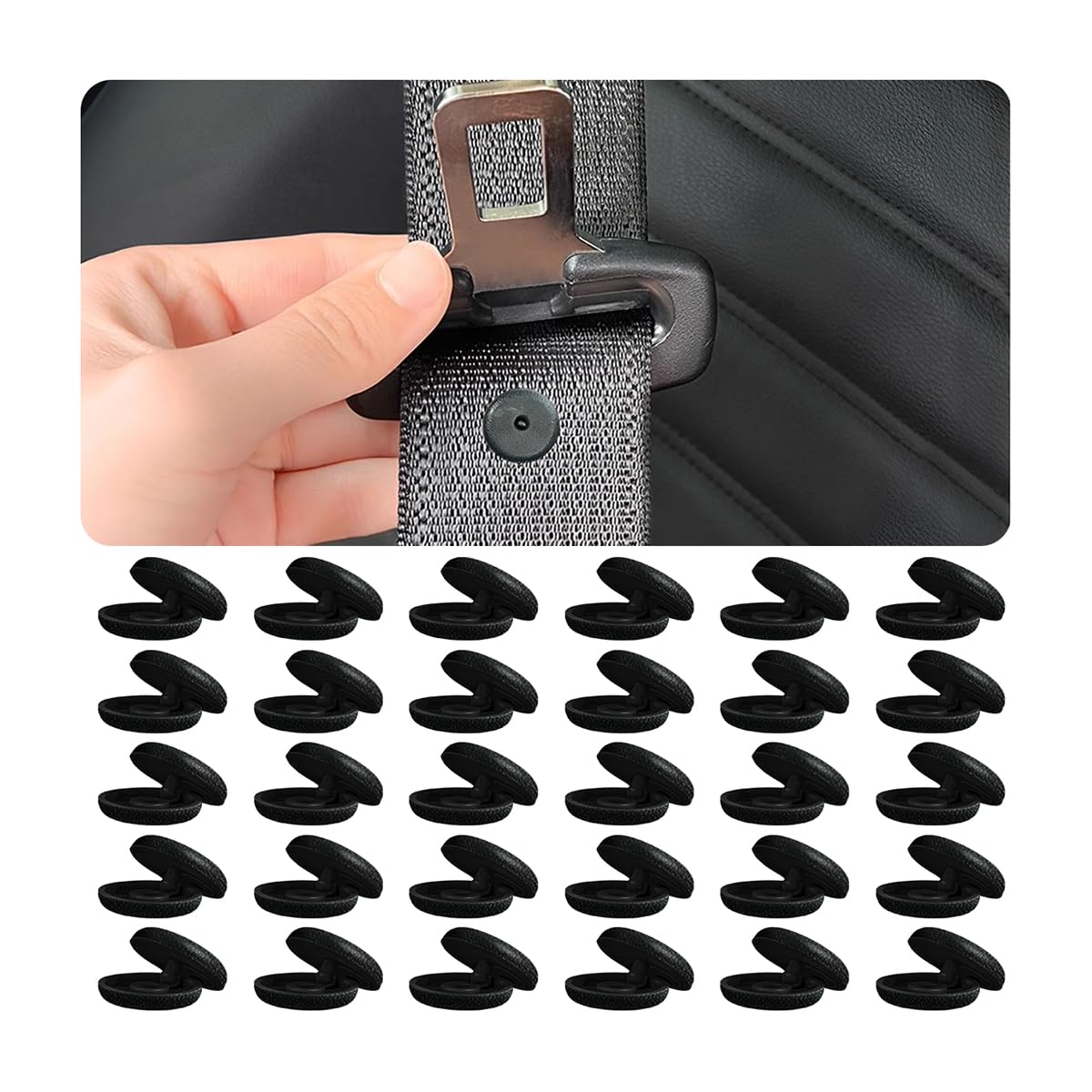 JNNJ 30 Stück Gurt Knopf Für Autogurte Sicherheitsgurt Stopper, Auto-Sicherheitsgurt-Verschluss-Stopper-Knöpfe, Kunststoff-Knöpfe Für Auto, Zubehör(Schwarz-Gefrostet) von JNNJ