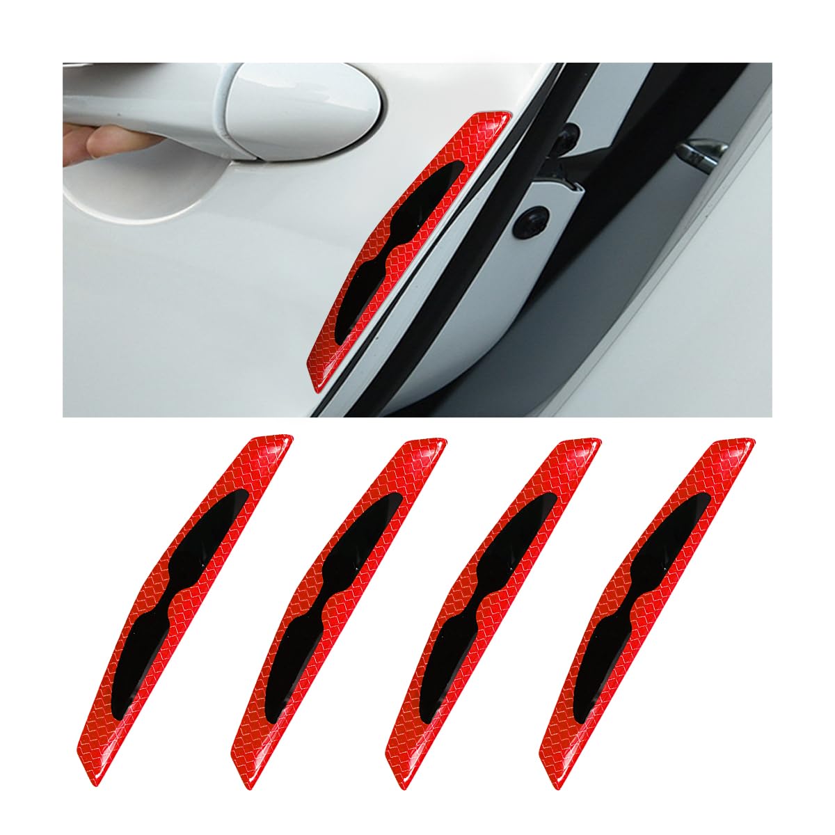 JNNJ 4 Stück Auto-Stoßstangenstreifen, Auto Türkantenschutz Aufkleber, Universal Auto Stoßstange Guard Anti-Scratch Protector Trim Aufkleber, Für Auto-SUV-LKW(Rot) von JNNJ