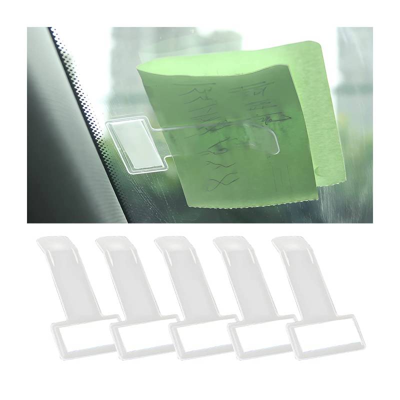 JNNJ 5PCS Parkscheinhalter Clip, Windschutzscheibe Ticket Halter, Transparente Ticket Halterung Auto, Selbstklebend Transparent Parkschein Halter für Parkschein von JNNJ