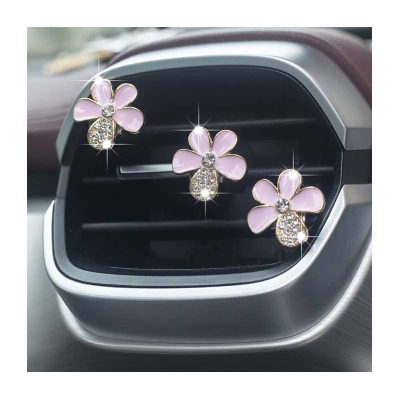 JNNJ 6 Stück Gänseblümchen Auto Lufterfrischer Lüftungsclips, Daisy Car Air Vent Diffusor Clips, Auto Lufterfrischer Clip Innen Deko Anhänger Bunte, Zubehör(Rosa) von JNNJ