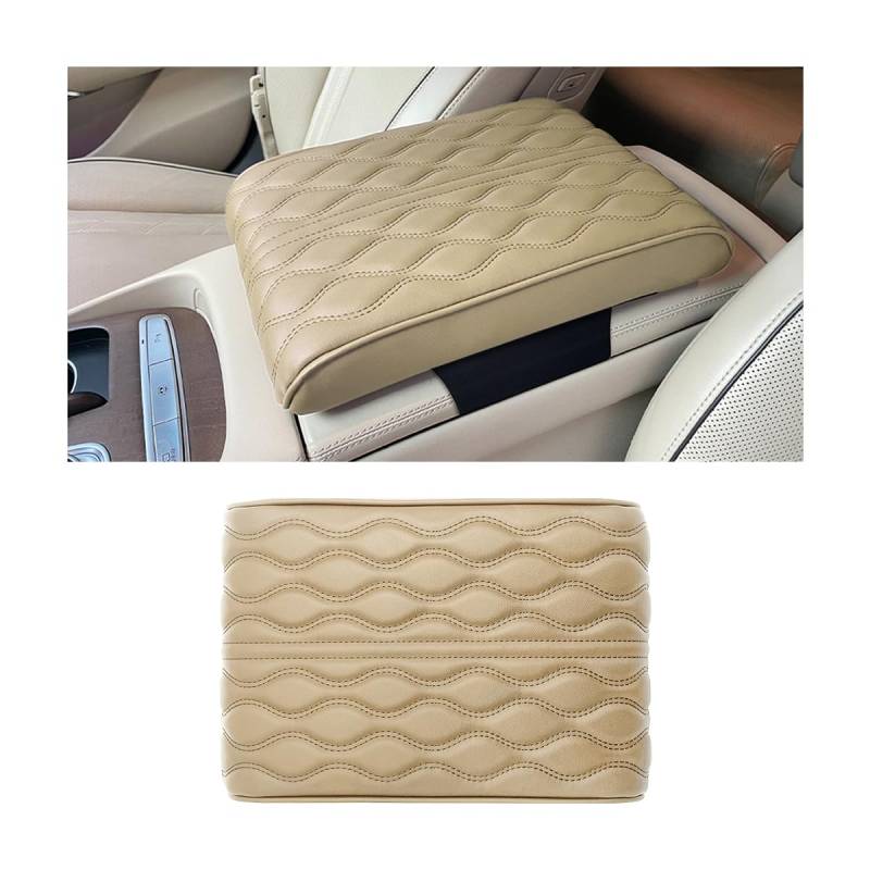 JNNJ Auto-Armlehnenpolster, Universal Center Console Lederpolster Schutz, Auto Schaumstoff Armlehne Box Matte Für Die Meisten Fahrzeuge, SUV, LKW, Autos(Beige) von JNNJ