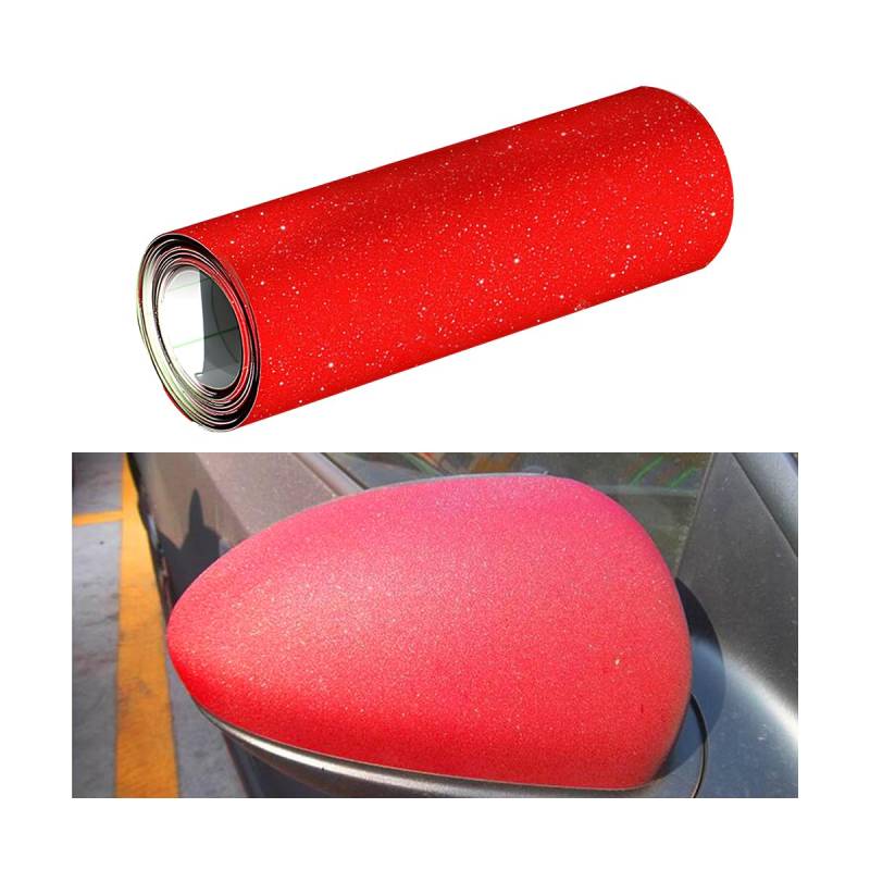 JNNJ Auto Folie, Glitzer Selbstklebende Autofolie, Glitzerfolie Für DIY Auto, Glitzer Diamant Selbstklebend Autofolie, Für Auto Motorrad Innen/Außen Dekoration(Rot) von JNNJ