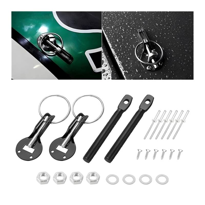 JNNJ Auto Hood Pins Lock Clip, Auto Motorhaubenhalter Motorhauben Pin Lock Kit, Fahrzeug Mount Hood Motorhaube Pin Bonnet Schlüssel Verschluss Sets, Für Rennauto von JNNJ