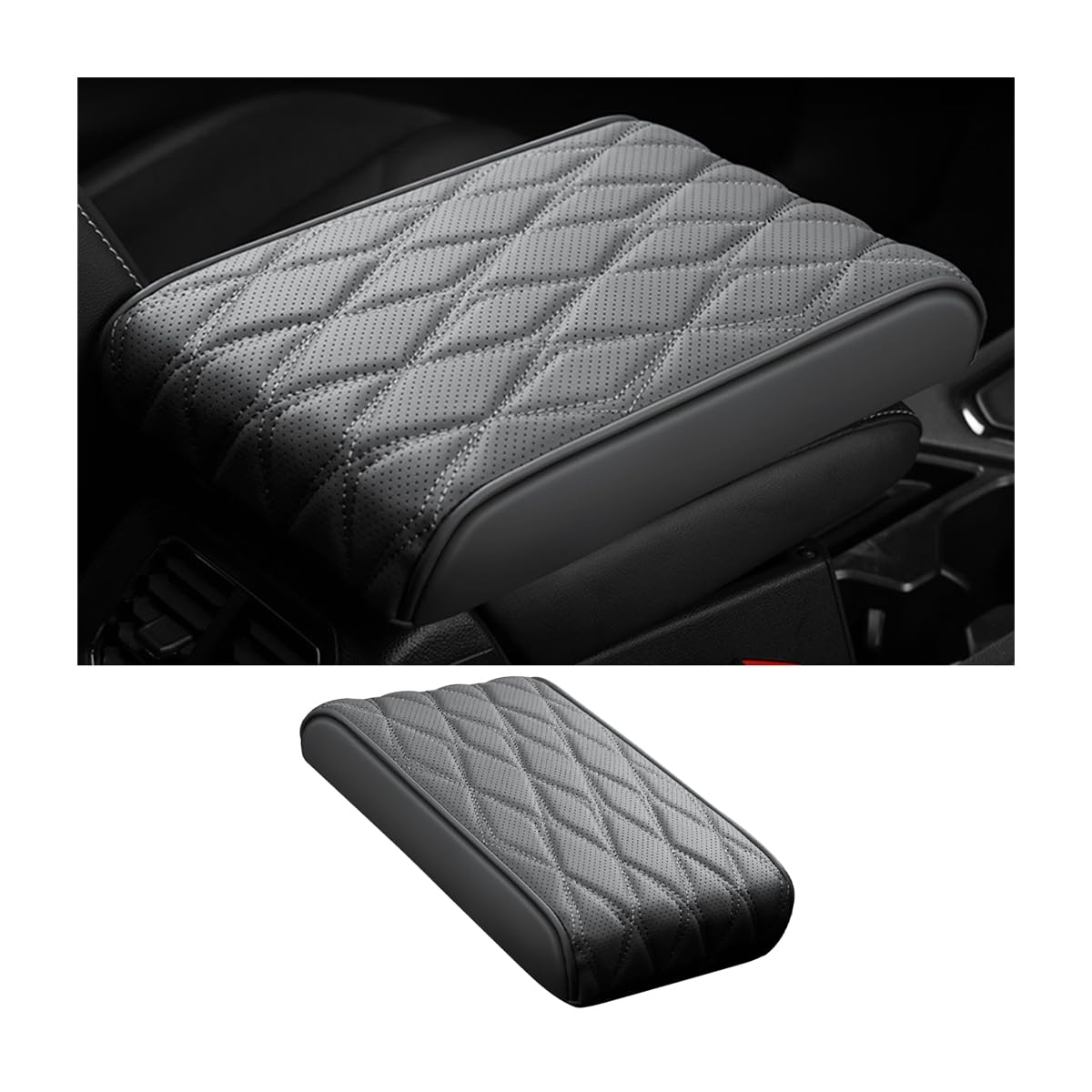 JNNJ Auto Mittelkonsole Pad, Leder Auto Armlehne Box Pad, Fahrzeug Memory Foam Armlehne Box Pad, Universal Armlehne Kissen Pads Für Die Meisten Fahrzeug LKW(Grau) von JNNJ