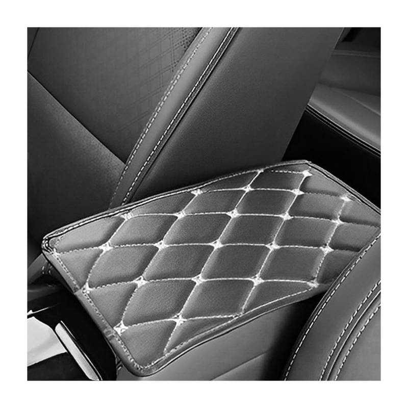 JNNJ Auto Mittelkonsolenpolster, Leather Car Armrest Box Pad, Mittelarmlehne Abdeckung Auto Armlehnen Mittelkonsole Schutz, Center Console Lederpolster(Schwarz/Beige) von JNNJ