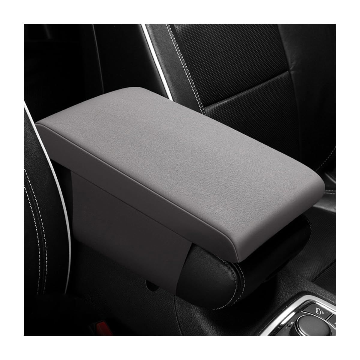 JNNJ Auto Mittelkonsolenpolster, Universal Auto Mittelkonsole Armlehne Schutz Armlehnenbezüge Auto Armlehnenbox Pad, Memory Foam Leder Armlehne Abdeckung Für Fahrzeug(Grau) von JNNJ