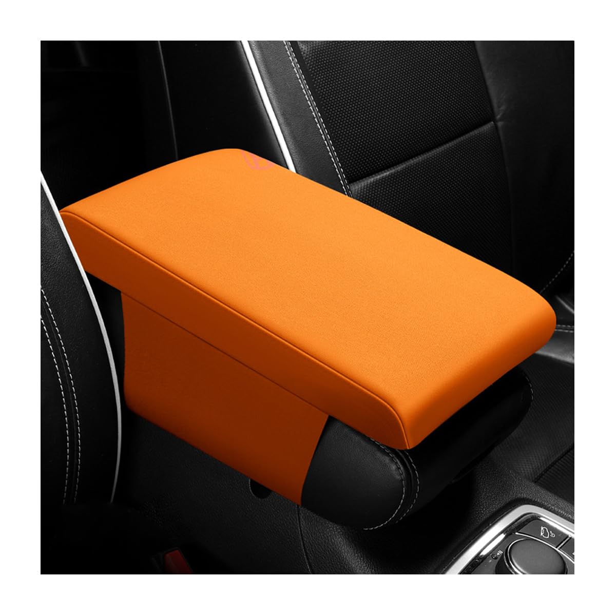 JNNJ Auto Mittelkonsolenpolster, Universal Auto Mittelkonsole Armlehne Schutz Armlehnenbezüge Auto Armlehnenbox Pad, Memory Foam Leder Armlehne Abdeckung Für Fahrzeug(Orange) von JNNJ