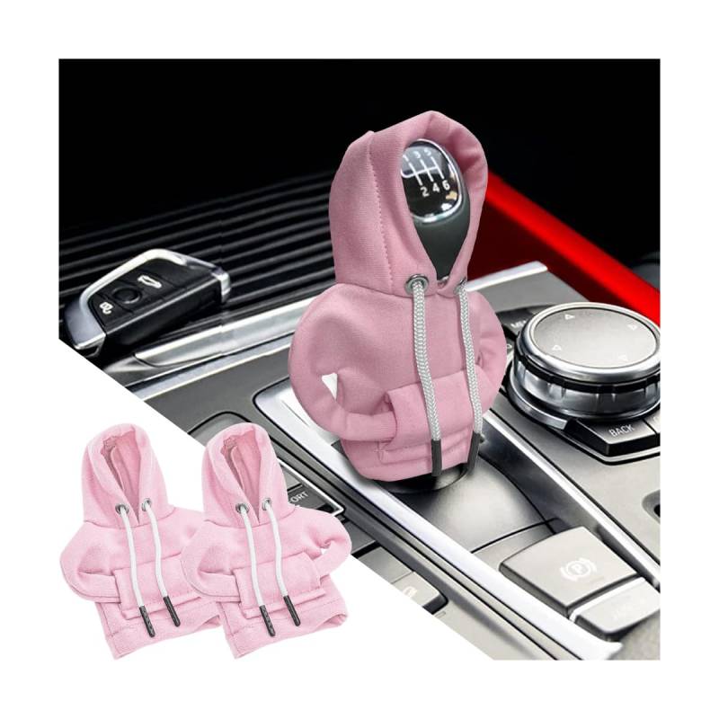 JNNJ Auto Schalthebel Schutz Dekoration, Universal Hoodie Auto Schalthebelabdeckung, Witziger Schalthebel-Hoodie, Kreatives Autozubehör Für Schaltknüppel(Rosa) von JNNJ