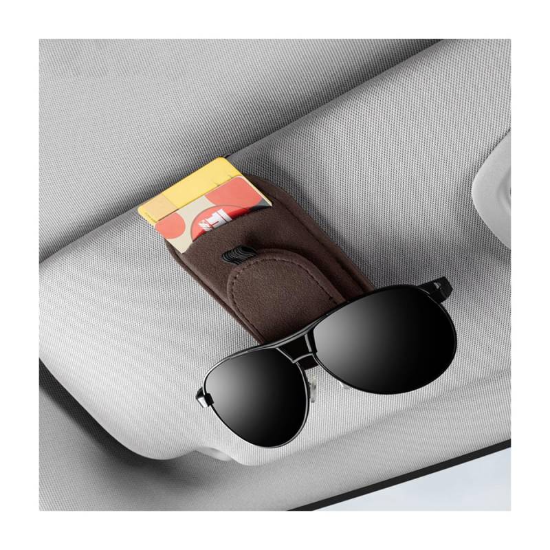 JNNJ Auto Sonnenbrillenhalter Clip, Sonnenbrille Lagerung Autozubehör Innenraum, Dokumentenkartenhalter Für Auto Brillenrechnungen Kreditkarten Organizer(Braun) von JNNJ