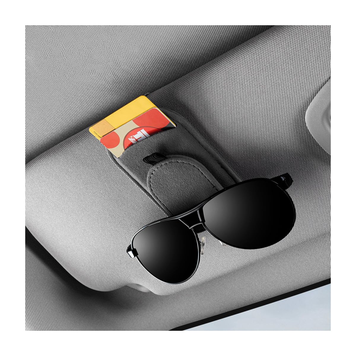 JNNJ Auto Sonnenbrillenhalter Clip, Sonnenbrille Lagerung Autozubehör Innenraum, Dokumentenkartenhalter Für Auto Brillenrechnungen Kreditkarten Organizer(Grau) von JNNJ