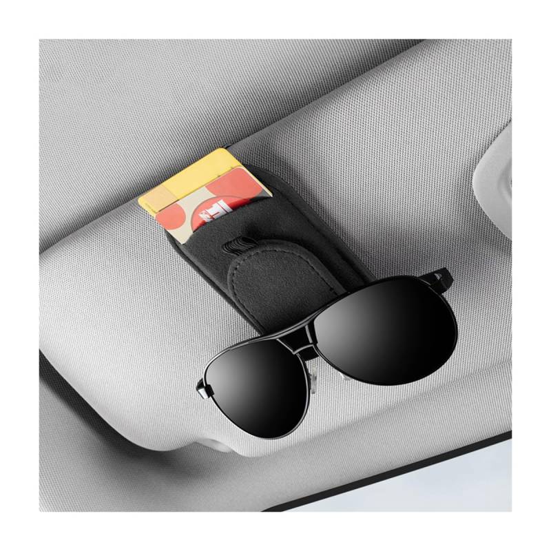 JNNJ Auto Sonnenbrillenhalter Clip, Sonnenbrille Lagerung Autozubehör Innenraum, Dokumentenkartenhalter Für Auto Brillenrechnungen Kreditkarten Organizer(Schwarz) von JNNJ