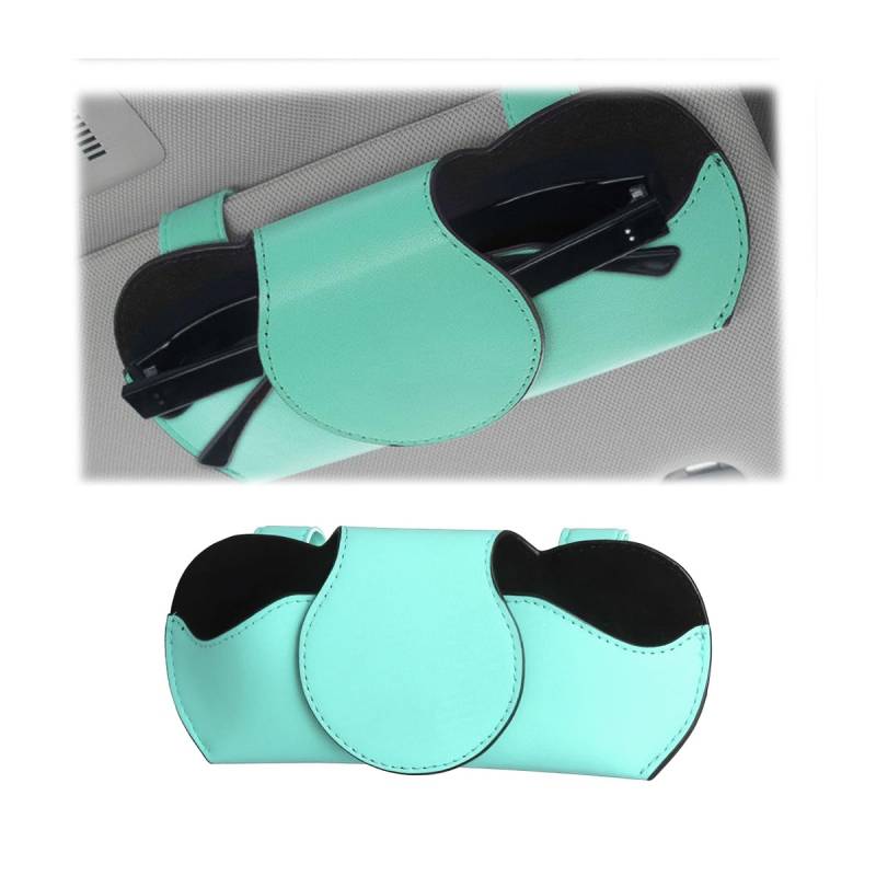 JNNJ Brillenhalter für Auto Leder, Auto Sun Visor Aufbewahrungstasche PU Leder, Aonnenblenden Auto Organizer, Multifonction Brillenetui, Für alle Fahrzeuge(Cyan) von JNNJ