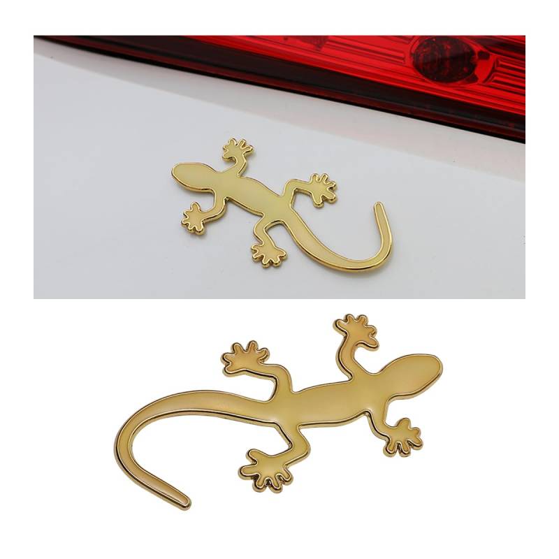 JNNJ Fahrzeug Selbstklebende Aufkleber, Auto-Außendekoration, Gecko Autoaufkleber, 3D Dreidimensional Personalisierte, Dekoration Zubehör Geländewagen(Gold) von JNNJ