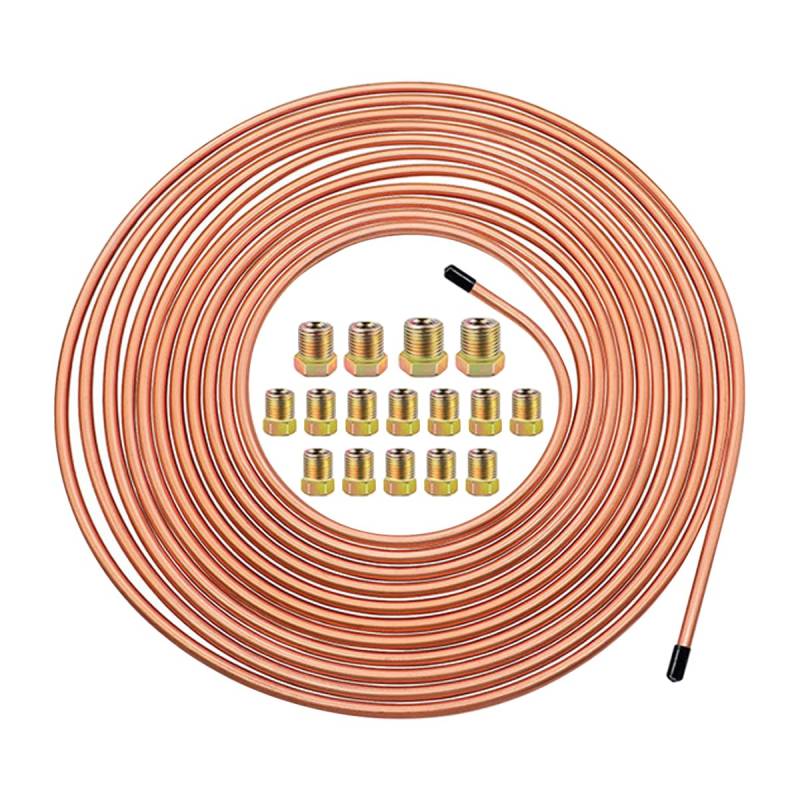 JNNJ Kupfer Bremsleitung, 7.62m 3/16" Bremsleitung, Bremsleitungs Schlauchspule aus Kupferbeschichtete Stahlrohre, Kupfer Verkupfertes Stahl Sortiment für Bördel von JNNJ