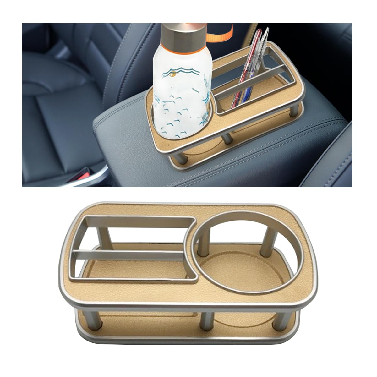 JNNJ Multifunktionaler Autokonsolen Becher Telefon Halter, Mehrzweck Autohalterungstasse Auto Konsole Organizer, Auto Universal Wasserbecher Aufbewahrungsbox(Gold) von JNNJ