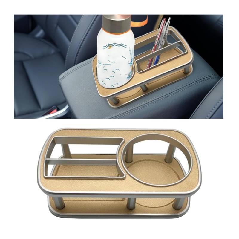 JNNJ Multifunktionaler Autokonsolen Becher Telefon Halter, Mehrzweck Autohalterungstasse Auto Konsole Organizer, Auto Universal Wasserbecher Aufbewahrungsbox(Gold) von JNNJ