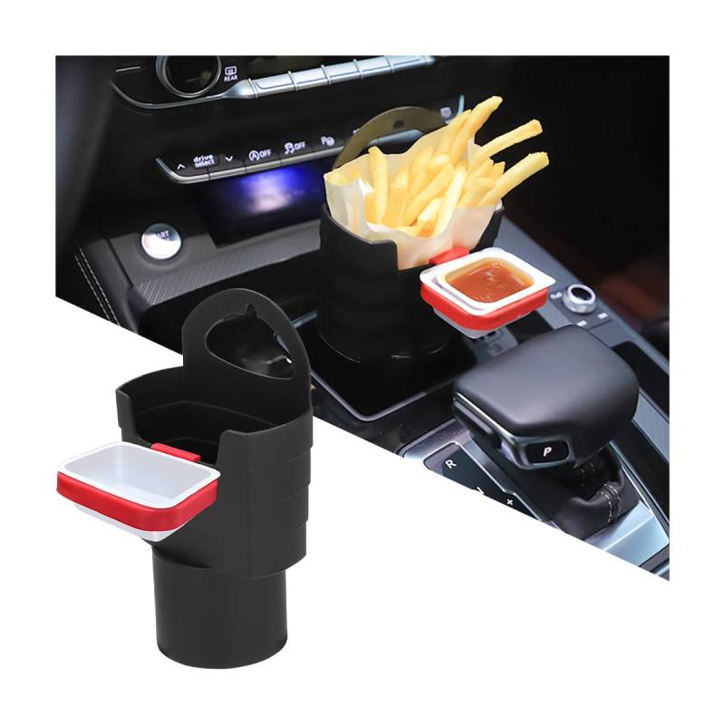 JNNJ Pommes-Frites-Becherhalter Auto, Pommes Frites-Und Dip-Saucenhalter Fürs Auto, Pommes Frites Becherhalter, Kunststoff Pommes Halter Mit Soßenhalter, Auto Interieur von JNNJ