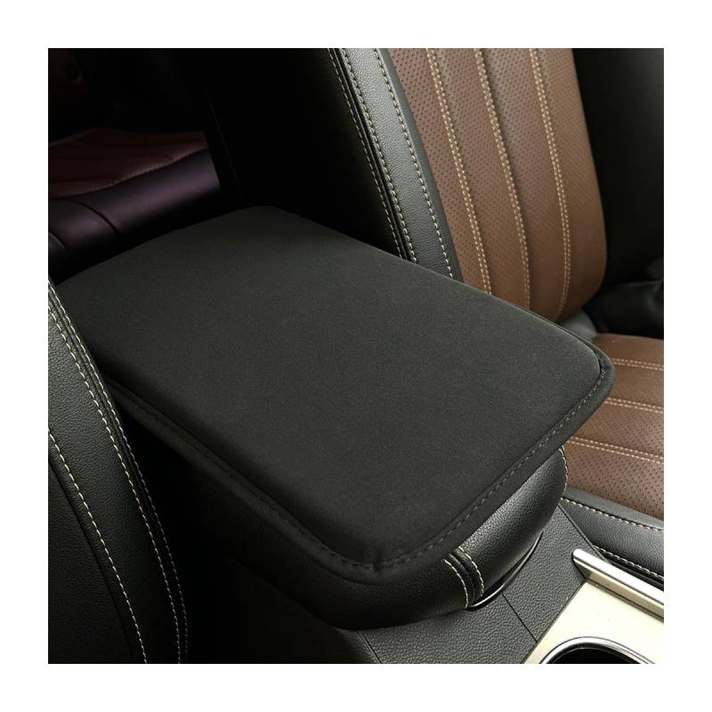 JNNJ Universal Center Console Lederpolster, Wasserdichte Auto Armlehne Sitz Box Cover Schutz, Interior Auto Mittelkonsolenabdeckung für die Meisten Fahrzeuge(Schwarz) von JNNJ