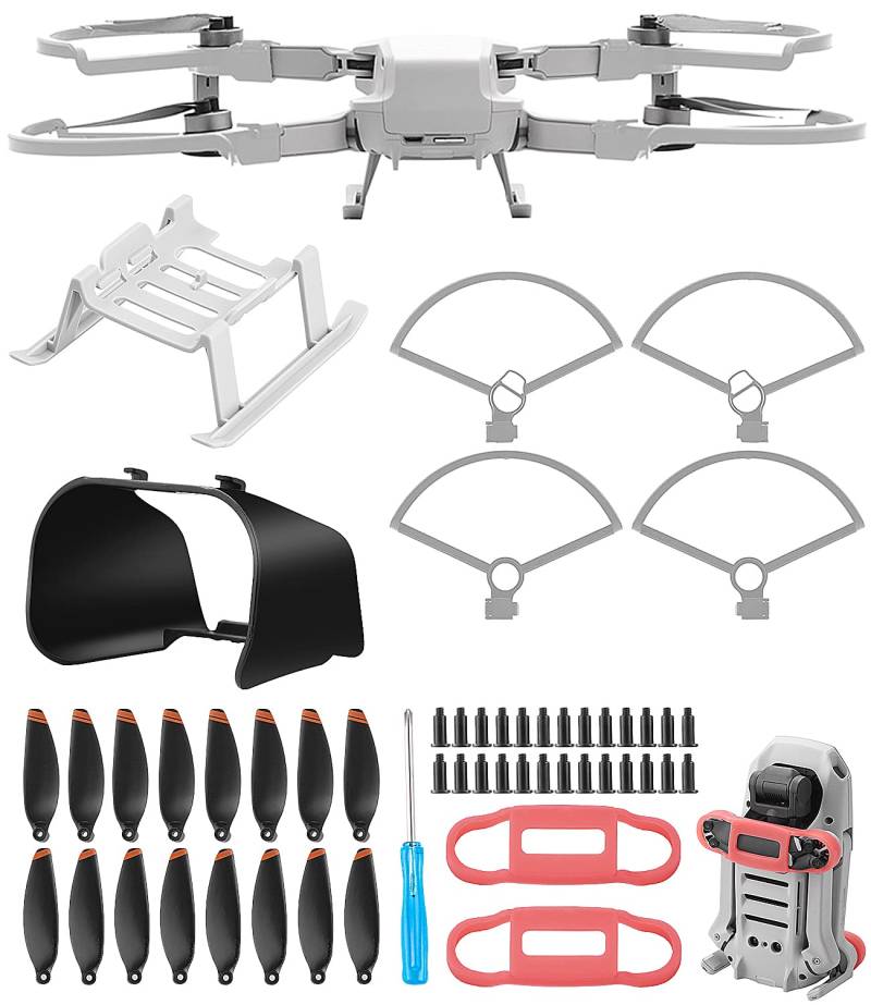 JOFLVA Mavic Mini 2 Propeller Mit Propellerschutz, Drohnen Zubehör Enthalten Objektiv Haube, Landing Gear, Propellerschutz, Propeller Set, Blade Stabilizer, Zubehör Für DJI Mavic Mini 2/Mini SE. von JOFLVA