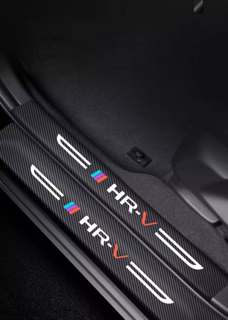 4 Stück Auto Einstiegsleisten Schutzfolie für Honda HR-V, Auto Carbon Fiber Türschwelle Pedal Aufkleber Willkommen Pedalschutz Schwellenaufkleber Lackschutz-Dekoraufkleber (HR-V) von JOHLCR